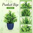 Der Rose 4 Pack Fake Plants Small Artificial Plants in Blue Pots Faux Plants Indoor for Home Kitchen Table Blue Bathroom Decor Accessories