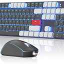 MageGee Wired Mechanical Keyboard and Mouse Combo, Low Profile Red Switches Office Gaming Keyboard Mouse Set, 104 Ice Blue Backlit USB-C Keyboard for Desktop/Laptop/Mac/Win