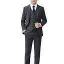 YuanLu Toddler Suits for Boys Dark Gray Formal Slim Fit Kids Tuxedo Teen Boy Dress Clothes Wedding Prom Outfit First Communion Suit, Size 7Y