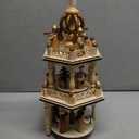 17 Inch Wooden Christmas Pyramid with 6 Candle Holders - Nativity Set for Christmas Tree - Holiday Decoration Carousel