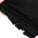 THUNDER STAR Women Mid Rise Ripped Stretchy Jeans Shorts Frayed Raw Hem Casual Denim Shorts (Black, XL)