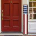 4th of July Porch Sign Patriotic Front Door Decorations Rustic Red White Blue Vertical Wooden Sign Farmhouse Outdoor USA Independence Day Decor for Front Porch Wall Outside(Groovy)