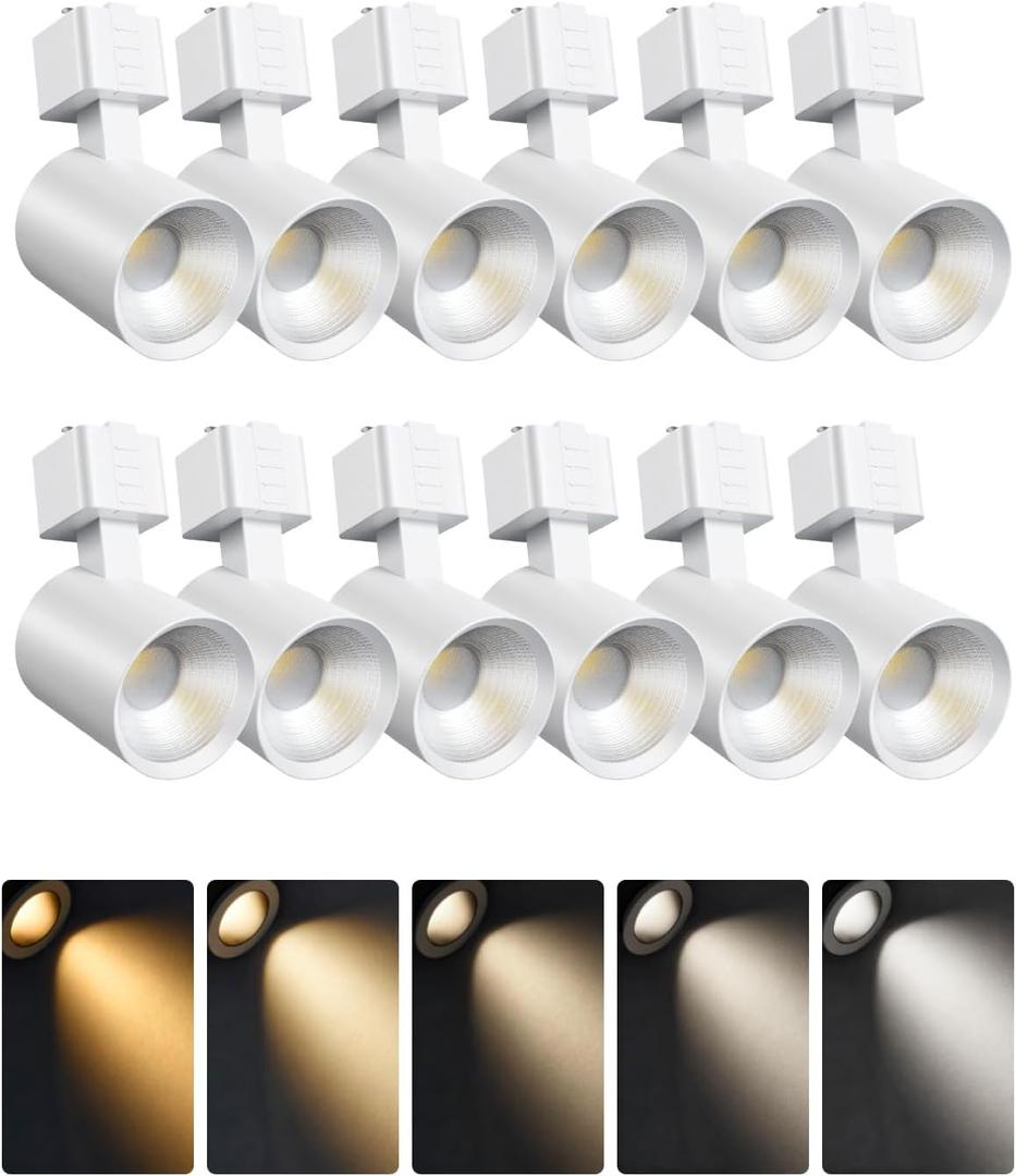 ALAMPEVER 12 Pack LED Track Lighting Heads, Dimmable J Type LED Track Lights with 5 Selectable Color Temperatures, 2700K/ 3000K/ 3500K/ 4000K/ 5000K, 10W, 800LM, 36°, Ideal for Home Commercial Use, White