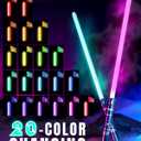 Lightsaber Toy Dueling Light Saber 20 Colors 4 Modes & Sounds 2-in-1 Detachable Type-C Rechargeable Real Lightsaber for Kids and Adults Cosplay Dress Up Parties (Silver Ring), Medium