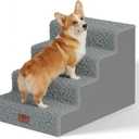 AKC 4-Step Pet Stairs Durable, Non-Slip Steps for Small Dogs and Cats, Washable Cover, Simple No-Tool Assembly, Supports Up to 50 lbs