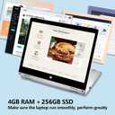 Windows Laptop, 2 in 1 with Touchscreen,11.6 inch FHD Windows 11 Laptops Computer,4GB RAM,256GB SSD Storage,360 Degree Convertible Tablet,Webcam,WiFi,Type-C,Silver