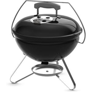 Weber Smokey Joe 14" Charcoal Grill Portable Compact Charcoal BBQ Kettle with TuckNCarry Lid Lock & Durable PorcelainEnameled Finish for Outdoor Cooking