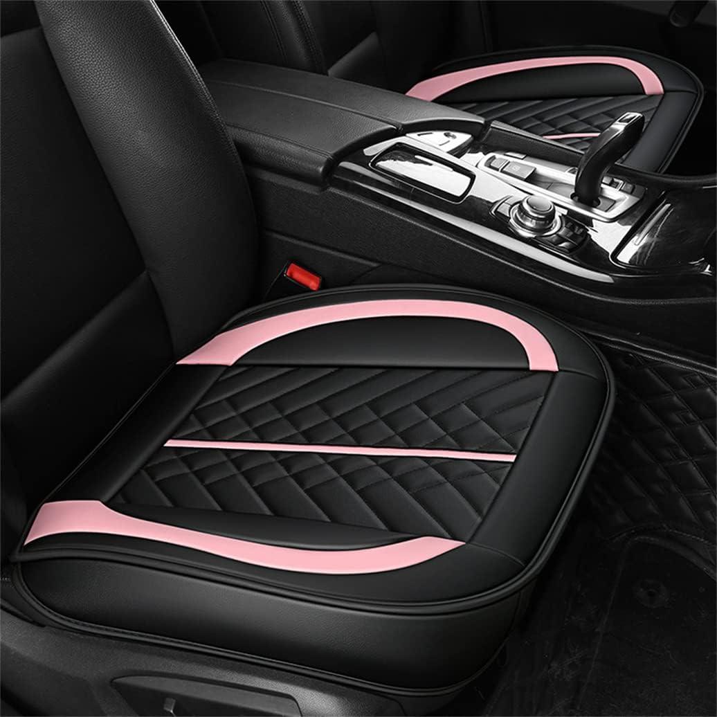 Yajomi New Luxury Eco-Friendly Leather Car Seat Cover Front Base Cushion Cover, Anti-Slip and Wrap-Around Bottom, Fits 98% of Vehicles - 1 Front seat Cushion,Black & Pink