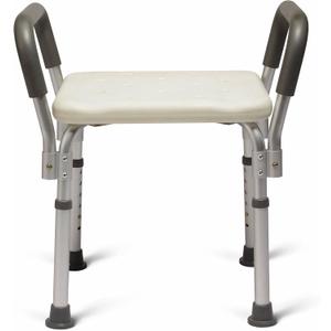 Medline Bath Bench Shower Seat with Padded Armrests, Ideal for Bathtubs, Robust Support up to 350 lbs., Comfortable and Durable (White)