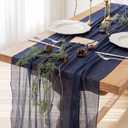 Keketoarrange Navy Blue Cheesecloth Table Runner Rustic Gauze 120 Inch 10 FT for Wedding Baby Shower Bridal Shower Birthday Engagement Garden Outdoor Party Long Sheer Boho Summer Home Decorations