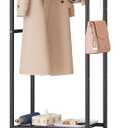 Hall Tree with Wheels and Hanging Hooks,Heavy-Duty Metal Coat Rack with Shoe Shelves,3-in-1 Narrow Entryway Storage for Small Space,Suitable for Hallway,Bedroom and Bathroom,Black