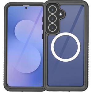 LJFLYXRI Waterproof Case for Galaxy S25 FE | Rugged Case with 360 Protection | Compatible with MagSafe | Built-in Screen | Lens Protector | 12FT Military Grade - for Galaxy S25 FE Black