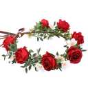 Rose Hair Flower Crown - Girl Flower Crown Decoration Rose Celebration Round Floral Head Bride Wedding Renaissance Festival Party Birthday Ball Photo Accessories