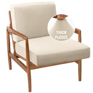 H.VERSAILTEX Chair Slip Covers with Arms 2 Piece Sofa Covers Super Stretch Cushion Covers for Modern Living Room Chair Soft Accent Chair Cover(Seat Cushion Cover Plus Back Cushion Cover, Ivory)