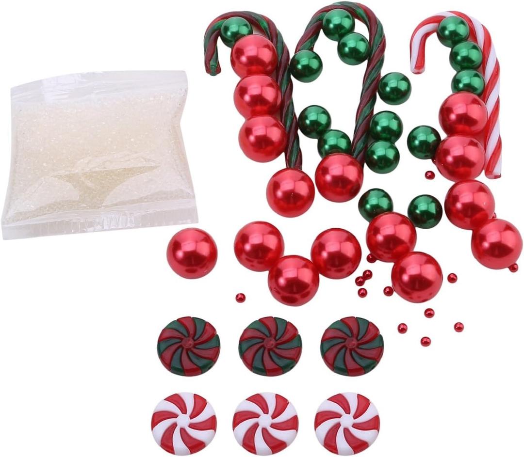 1set Christmas Vase Filler, Red and Green Candy Cane Decor, Christmas Floating Vase Fillers for Home Table Centerpieces Decorations, red Green 1set