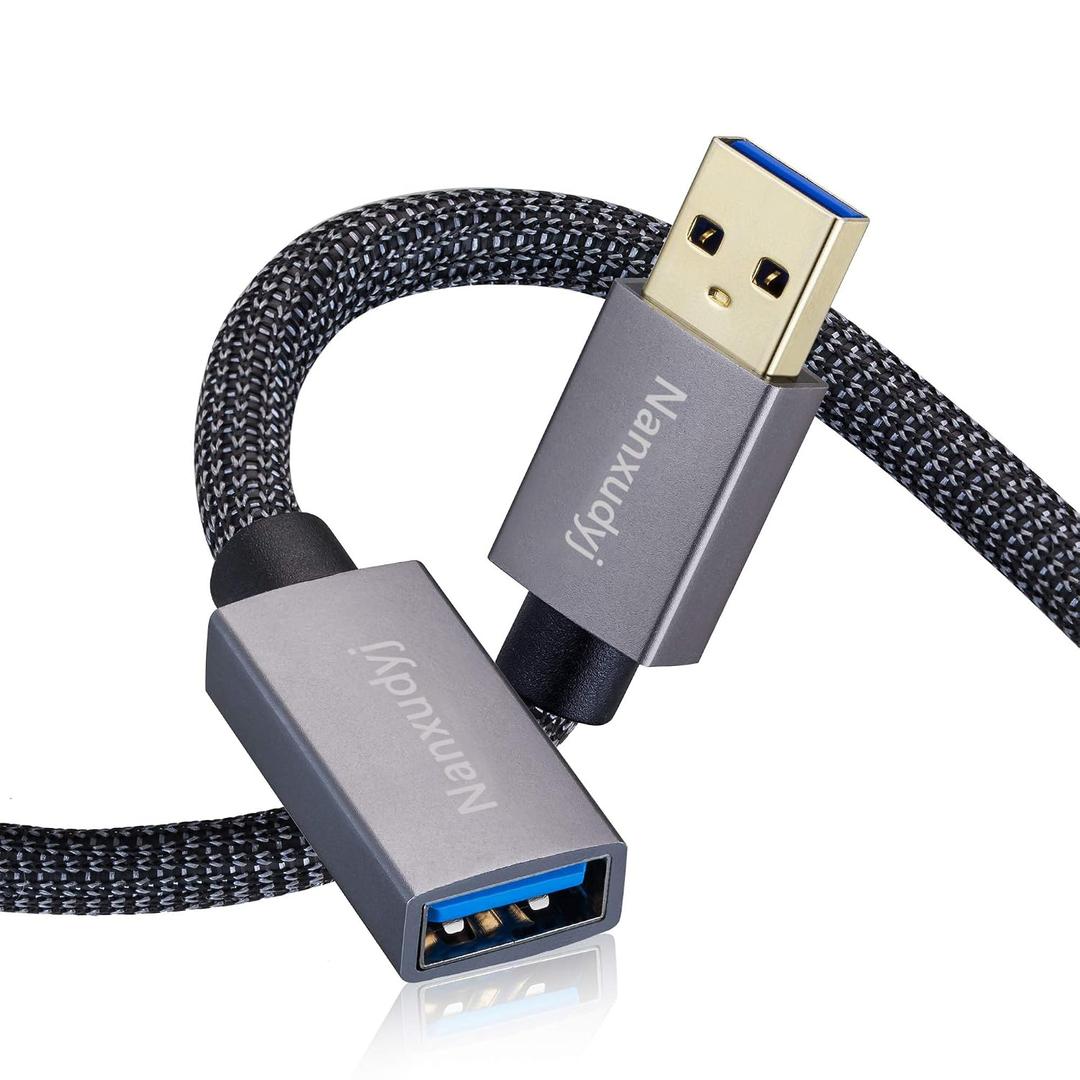 USB 3.0 Extension Cable 1ft/0.3m,Nanxudyj USB Extender Cable Type A Male to Female 5Gbps Data Transfer Cord for PlayStation,Oculus VR,USB Flash Drive,Card Reader,Hard Drive,Keyboard,Printer
