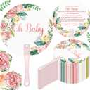 50 Pcs Baby Shower Party Favors for Guests on Baby Thank You Fans Cute Handheld Plastic Fans Gifts for Girl Boy Gender Reval Party Favors(Flower)
