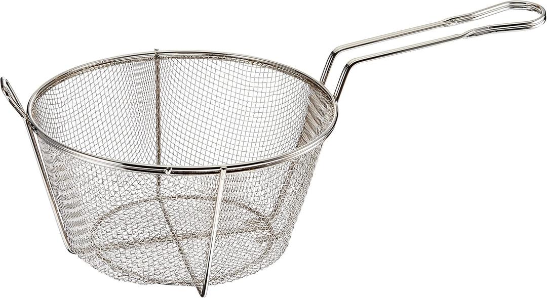 Winco 9 1/2" Round Wire Fry Basket, 6 Mesh