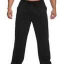 Deyeek Mens Baggy Sweatpants Wide Leg Gym Pants Open Bottom Sweatpants for Men Cotton Lounge Pants Black Sweats with Pockets, Size XL
