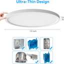Aialun 16/20/24W Led Ceiling Lights Flush Mount, 0.67" Super Slim 12 Inch Ceiling Lights Dimmable, 2700K-6500K 5 Color Selectable Close to Ceiling Light fixtures for Bathroom, Kitchen, Hallway, 2 Pack