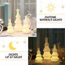 Domensi 3 Pcs Lighted Ceramic Christmas Tree White Porcelain Christmas Tree Figurines with Lights for Table Centerpiece Mantel Tabletop Fireplace Xmas Holiday Winter Home Decor