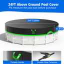 24ft Round Pool Cover, 420D Heavy Duty Above Ground Pool Cover with Sturdy Strap Ratchet Tensioner & Reflective Handles, Enhance Windproof, Side Seamless Tear Resistant, Weather Protection