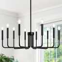 Lynnoland Black 10-Light Chandelier, Farmhouse Chandeliers for Dining Room Lighting Fixtures Hanging, Vintage Candle Pendant Light Fixtures Chandelier for Bedroom, Foyer and Living Room