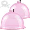 ZILAMPU Vacuum Cupping Machine Accessories, XXL 10 inch Diameter Big Buttock Shape Suction Therapy Cups 250MM with Y Hose for Butt Lift,Body Massage (Pink-1 Pair)