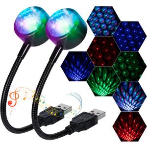 LuxLumin Car Roof Lights, USB Star Projector Night Light, Adjustable Interior Car Lights, Portable LED Lights 4 Colors& 9 Functional Modes Star Lights for Vehicle Decor,Ceiling, Bedroom,Party,2 Packs