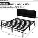 14Inch Metal Bed Frame,Full Size Bed Frame with Upholstered Headboard,Heavy Duty Sturdy Mattress Foundation,Easy Assembly,No Box Spring Needed,Black-Full