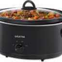 Gourmia Slow Cooker - 6 Quart Removable Ceramic Pot, Manual Controls with 3 Temperature Settings, Dishwasher Safe Crock and Glass Lid, Black