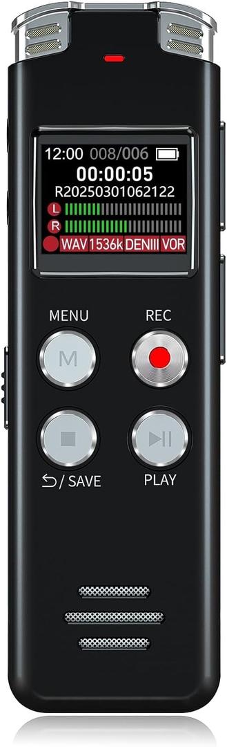 64GB Digital Voice Recorder Voice Activated Recorder with Playback, Portable Audio Recorder, Portable Recording Device with AI Noise Reduction, Portable Audio Recorder for Meeting/Course