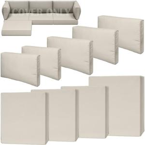 Cethytirko 9 Piece Outdoor Patio Waterproof Cushion Covers, Fits 4-Seat Wicker Rattan Sectional Couch Chair Furniture Cover Replacement Set - Fade-Resistant Patio Cushion Covers with Zipper