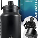 AQUAFIT 1 Gallon Insulated Water Bottle (Cold for 48 Hrs) - BPA Free & Leak Proof - 128oz Stainless Steel Jug - Big Water Bottle with Handle for Gym, Hiking, Camping & Travel (Military Green)