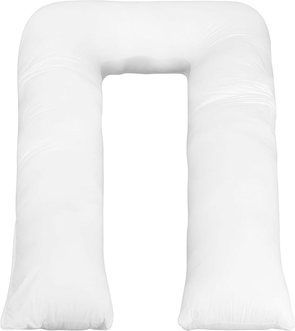 U-Shaped Body Pillow, Made in USA Full Body Maternity & Side Sleeper Pillow with 100% Cotton Cover & Hypoallergenic Down Alternative Fill, Adjustable Side Sleeper Support