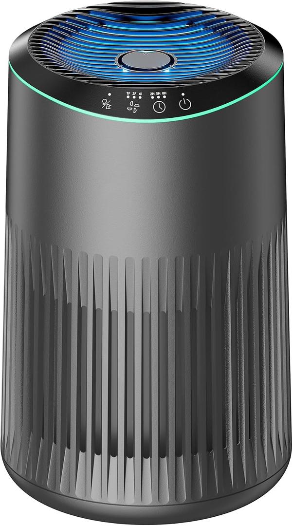 Air Purifiers for Home, 23dB Quiet with Sleep Mode, Fragrance Sponge, Blue Ambient Light for Smoke, Dander & Odors, Ideal for Bedroom Office, Grey