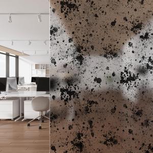 LiveInUrban Self-Adhesive Privacy Window Film Door Covering with Smokey Effect, Black Speckled, 45.27"X118.11"