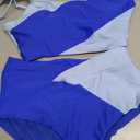 Herseas High Waisted Color Block Bikini Set 2 Piece 2025 Summer Beach Vacation Essentials Tummy Control Swim Bathing Suits Blue Medium