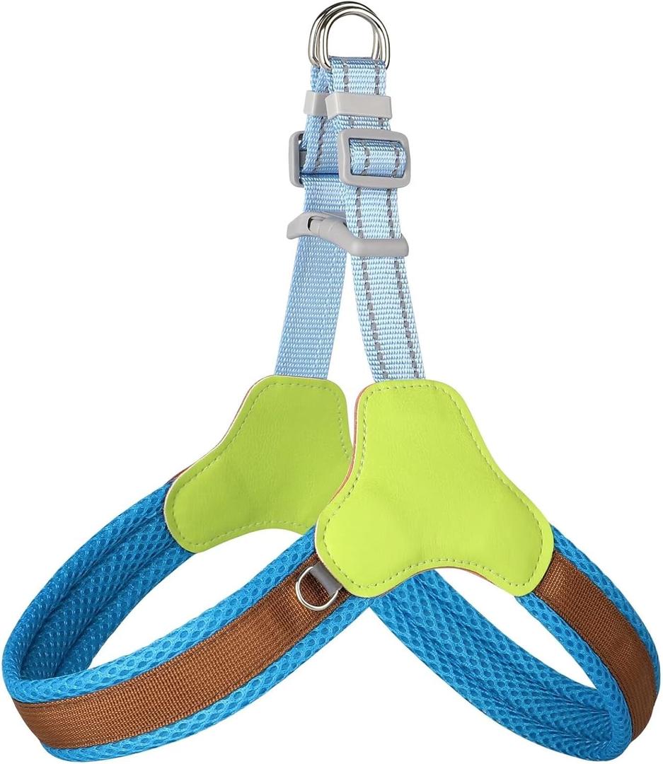Didog No Pull Dog Harness, Soft Mesh Padded Step in Dog Harness, Reflective Dog Vest with Quick-Release Buckles for Small Medium Dogs(Brown, S) (S: Neck 15-23")