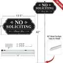 T&R No Soliciting Sign for House with 42" Stake 2 Pack - 13.5"x7" .040 Rust Free Aluminum, Reflective, Waterproof, Weatherproof and Fade Resistant, 4 pre-drilled holes,Includes Matching Screws & Wrench, Easy to Mount