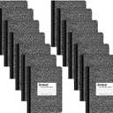 Oxford Composition Notebooks - Composition Notebook Wide Ruled Paper - 9-3/4" x 7-1/2" - Black Marble Covers - 100 Sheets - Pack of 14