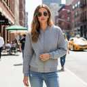 Women's Long Sleeve Jacket, Fashion Loose Fit Zip-Up Cardigan, Size: Small