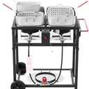 Fire Riot Deep Fryer with Double Burner Propane Stove Outdoor - 2-18QT Aluminum Pots & Frying Baskets- Perfect for fish fryers, Wings, Fries, Cajun Fry