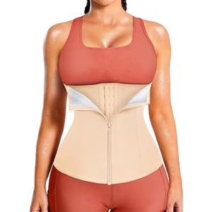 LEINIDINA Womens Waist Trainer Corset with Zipper Sweat Waist Trimmer for Women Workout Belt Corset Shapewear, Medium
