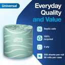 Tork Septic Safe Toilet Paper, White, 2-Ply 100% Recycled, Eco-Friendly, T24 Compatible 96 Rolls x 500 Sheets (TM1616S)