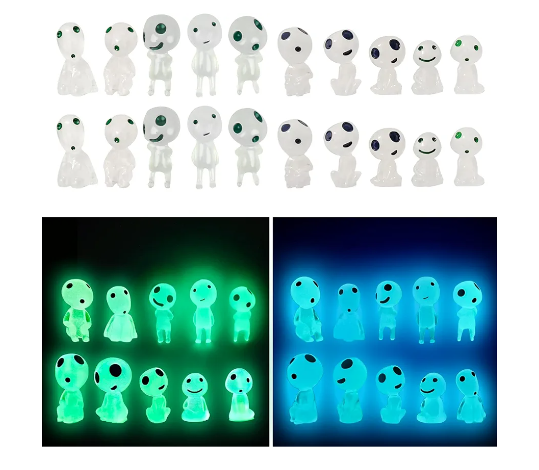 KIMOBER 20PCS Mini Glow in Dark Tree Elves,Luminous Resin Ghost Micro Miniature Tiny Alien Figures for Garden Moss Landscape Aquarium Dollhouse Decoration DIY Terrarium Crafts