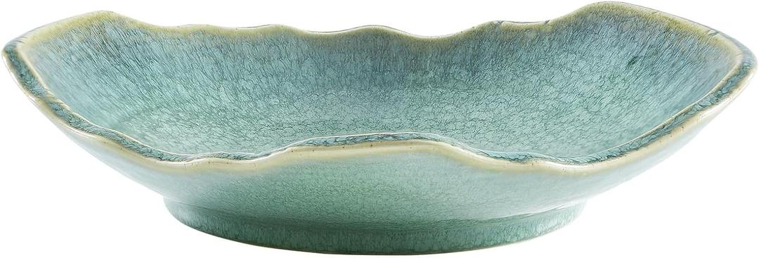 Ceramic Decorative Dish, 12'' Large Green Decorative Bowl, Versatile Centerpiece Decor, Key Bowl, Gift Decor Tray for Entryway Table Living Room Dining (12'' Dish) (Green)