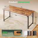 Huuger Computer Desk, 55 Inch Home Office Desk, Gaming Writing Work from Home Study Desk, Large Legroom, Sturdy Metal Frame, Modern Simple, Rustic Brown, 54inch