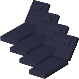 72 x 21 x 4 Inch Olefin Chaise Lounge Cushions, Lounge Chair Cushions with Headrest for Outdoor Furniture - Weather and Fade Resistant Patio Replacement Furniture Lounge Chair Cushion Set of 4, 4 Count-72 in L x 21 in W x 4 in T