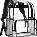 Vorspack Clear Backpack Heavy Duty - Large Clear Backpacks for School See Through Bookbag for Girls Boys Transparent Bag for Work, Concert, College - Black